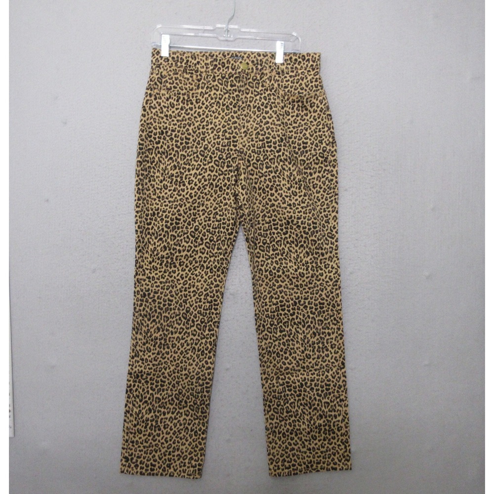 J Crew Pants Chino Women 28 Leopard Neutral Straight Leg Statement Mob Wife Bold